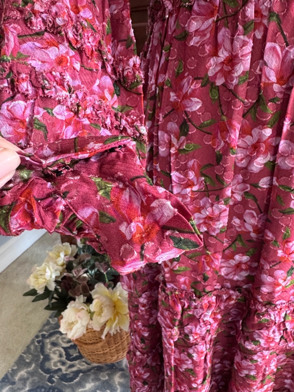 SACHIN + BABI Dress Size 10 Midi Red-Pink Floral - Picture 8 of 13